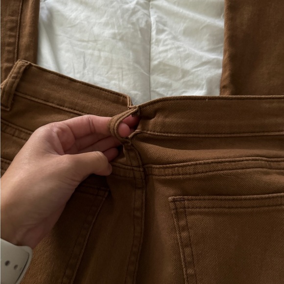 Cider Bootleg Jeans Frayed Bottom Brown Jeans Size S two front and back pockets - Picture 6 of 12